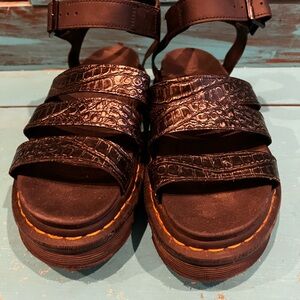 Dr. Martens Brown  Croc-Embossed Sandals